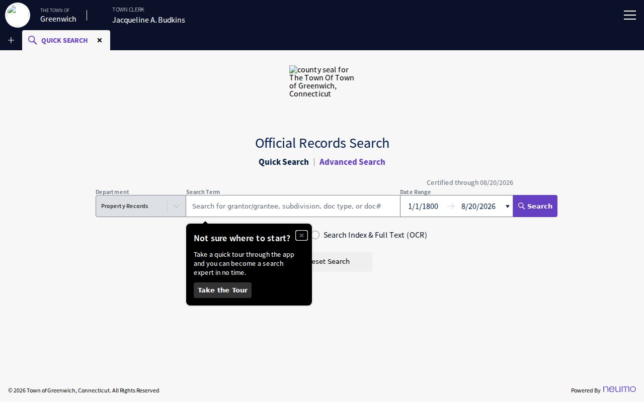 Fairfield street directory Greenwich official records address search