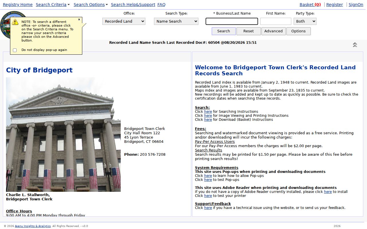 Fairfield street directory Bridgeport grantor grantee deed index