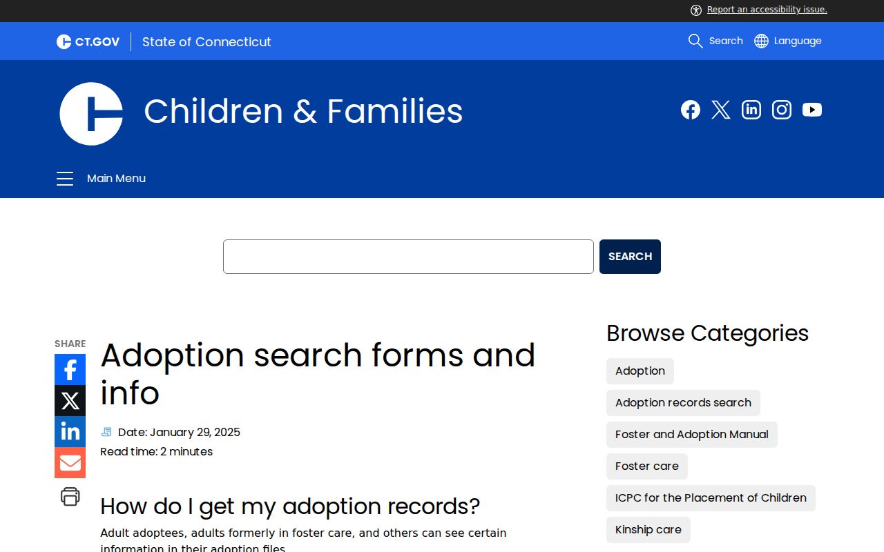 Fairfield resident lookup Connecticut adoption search information