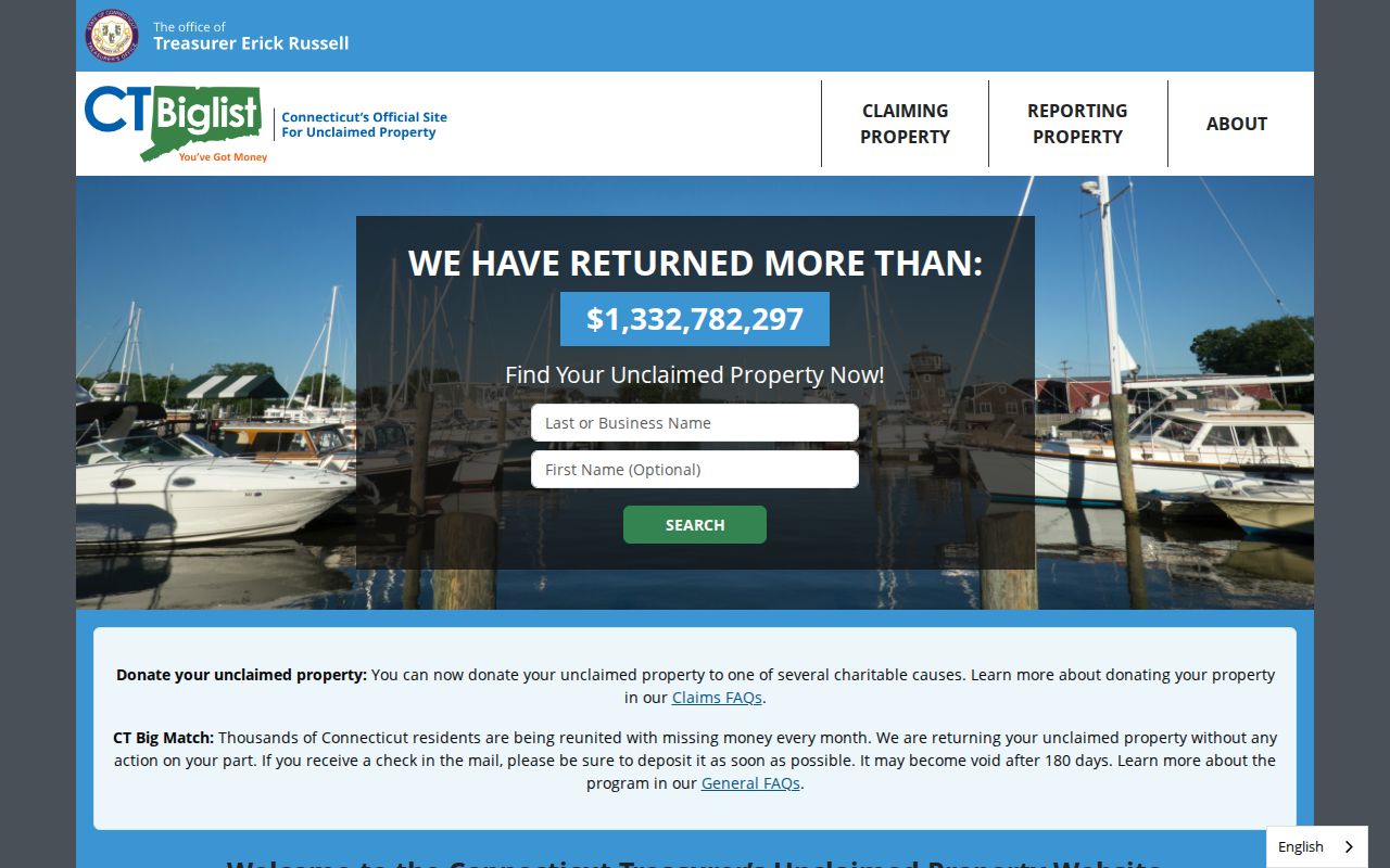 Fairfield residents directory Connecticut unclaimed property search